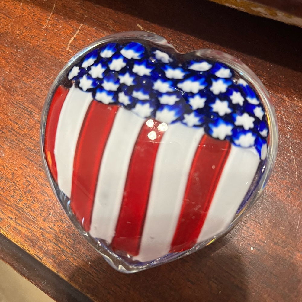 American flag glass paperweight